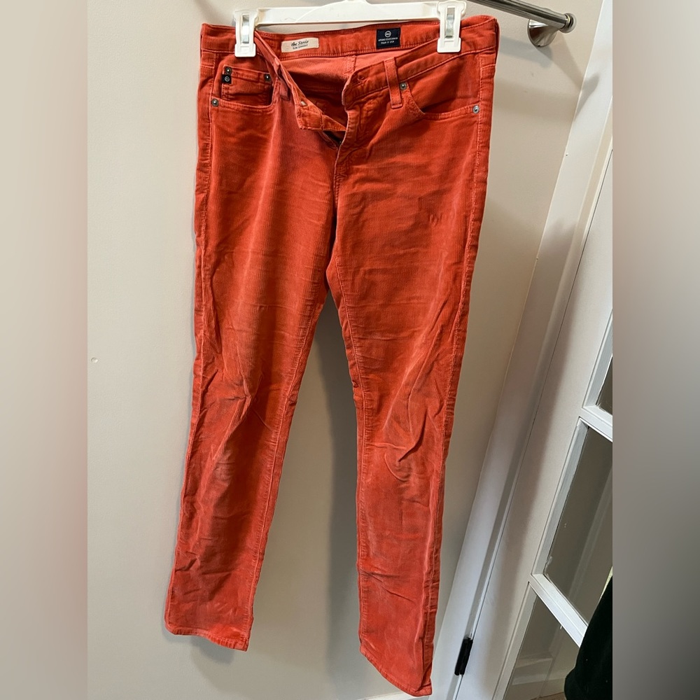 AG The Stevie Slim Straight leg cords Coral size 27